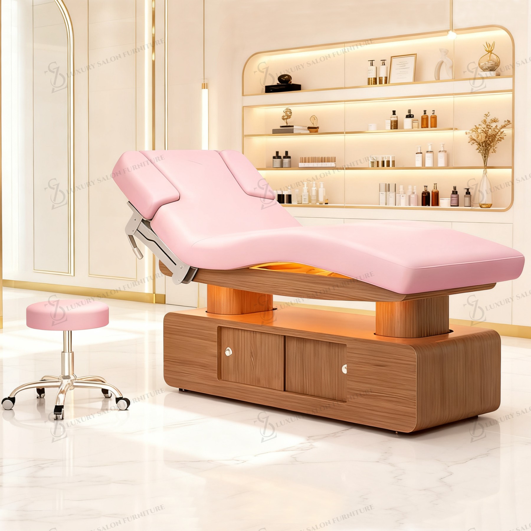 Spa Wellness Luxury - Lüks 3/4 Motorlu Pembe Güzellik Yatağı